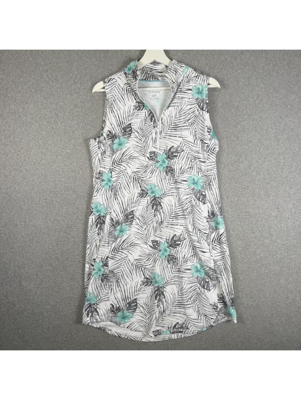 Tommy Bahama Island Zone Women's Size Small White Gray Blue Floral A Line Dress